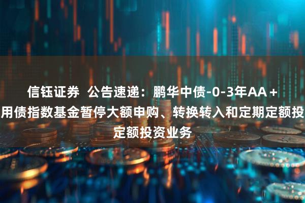 信钰证券  公告速递：鹏华中债-0-3年AA＋优选信用债指数基金暂停大额申购、转换转入和定期定额投资业务